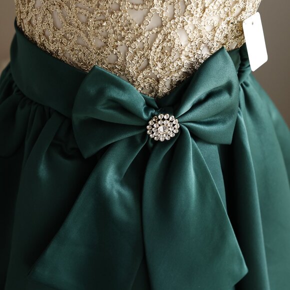 Green and Gold Formal Dress Size 6X Party Portrait Recital Flower Girl - Picture 4 of 7